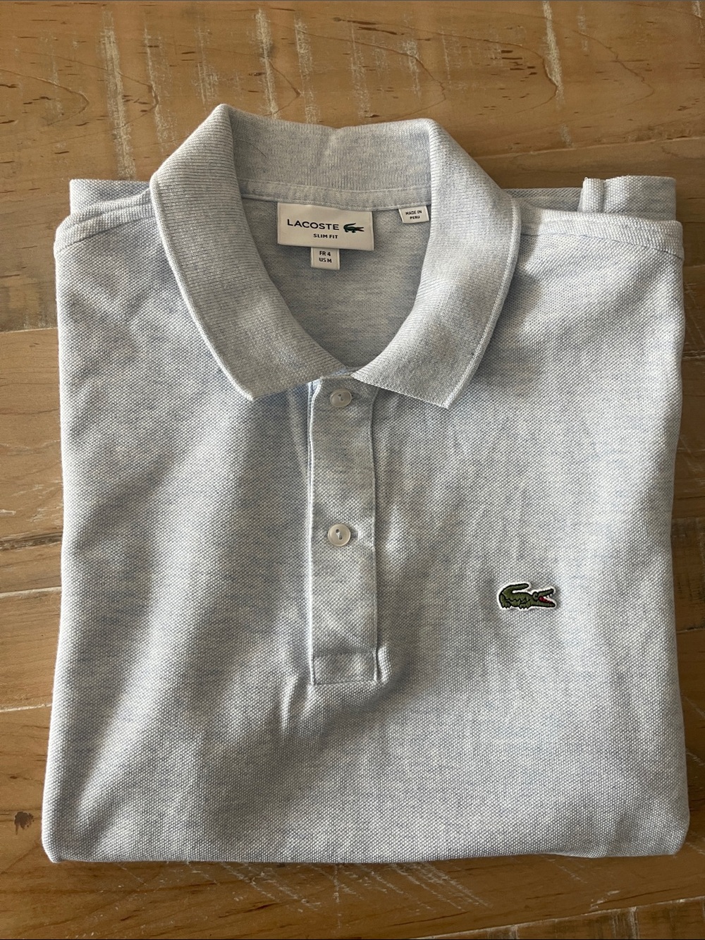 Lacoste Light Blue Slim Polo with Embroidered Crocodile